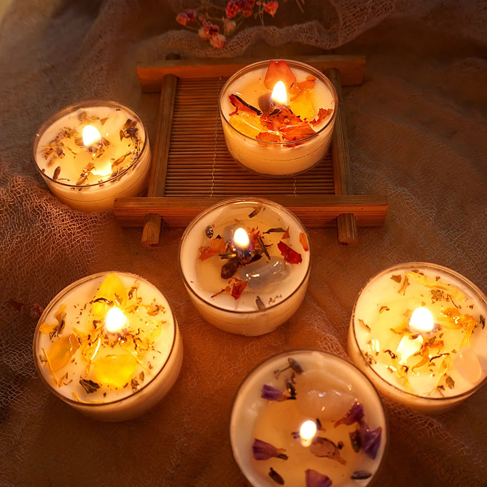 6 Pack, Dried Flower Scented Candles